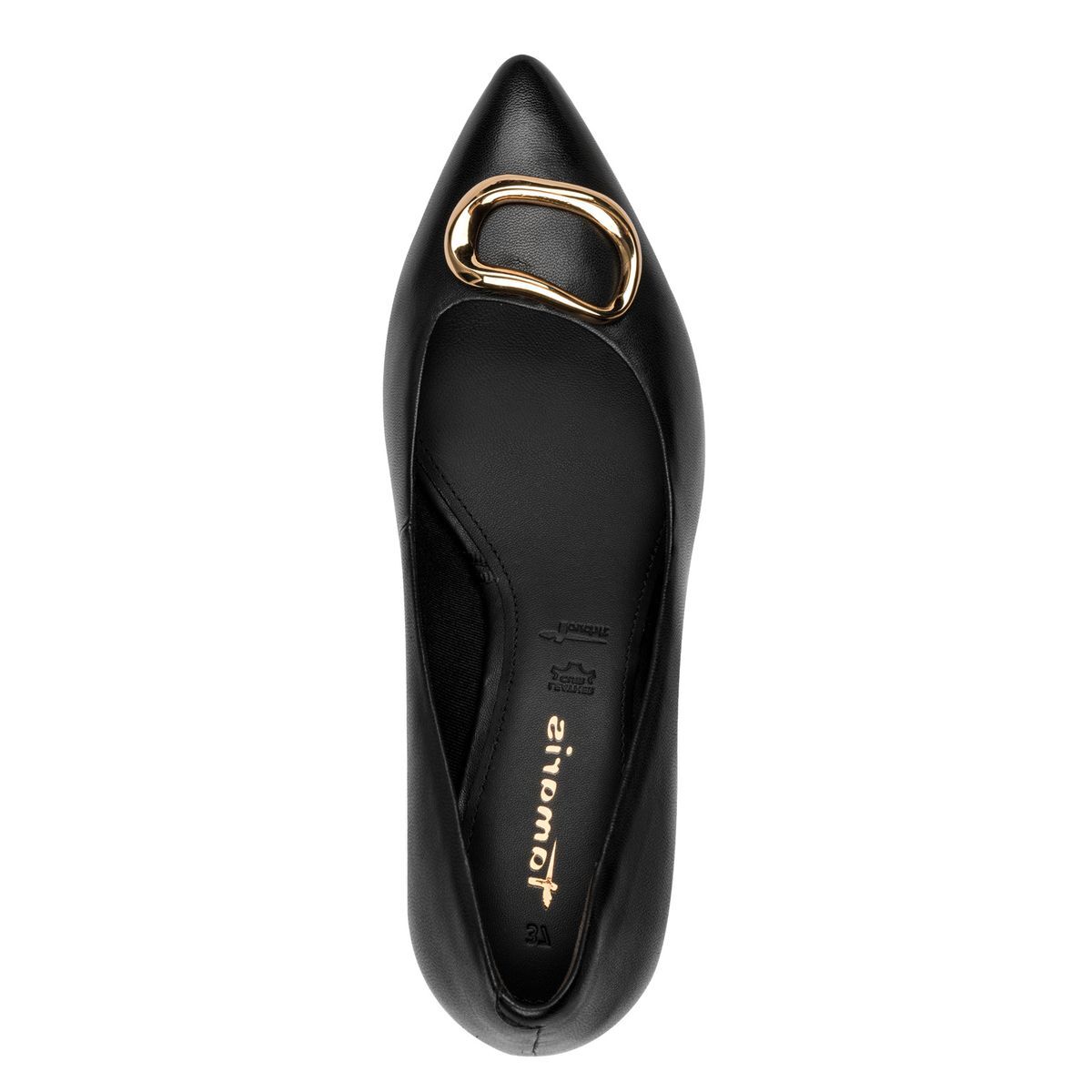 Escarpin en cuir noir, TAMARIS