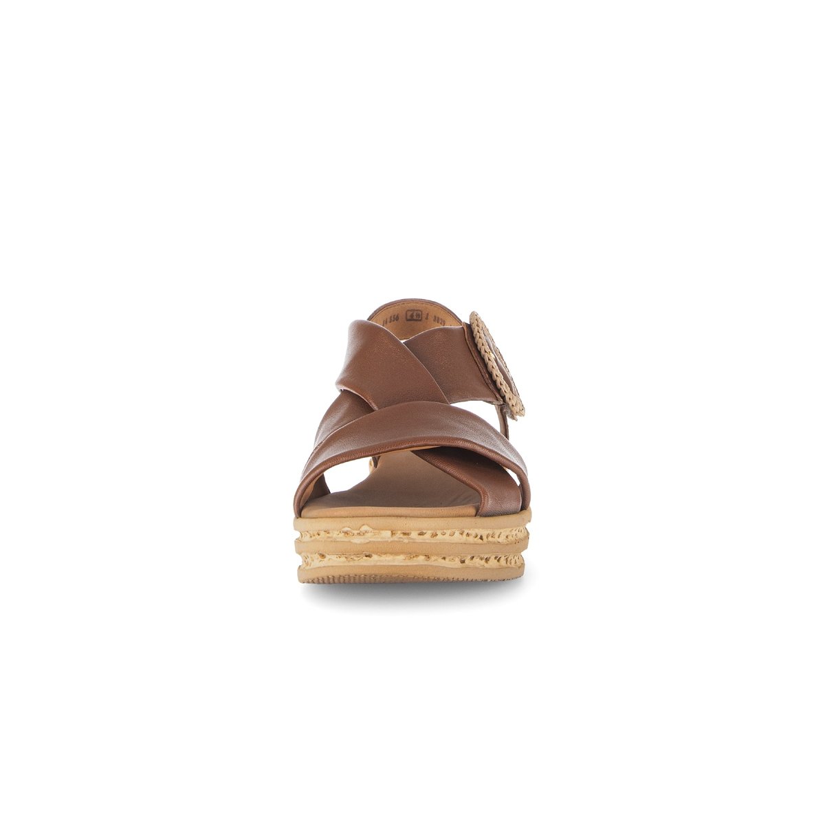 Sandales en cuir à talon compensé cognac, GABOR