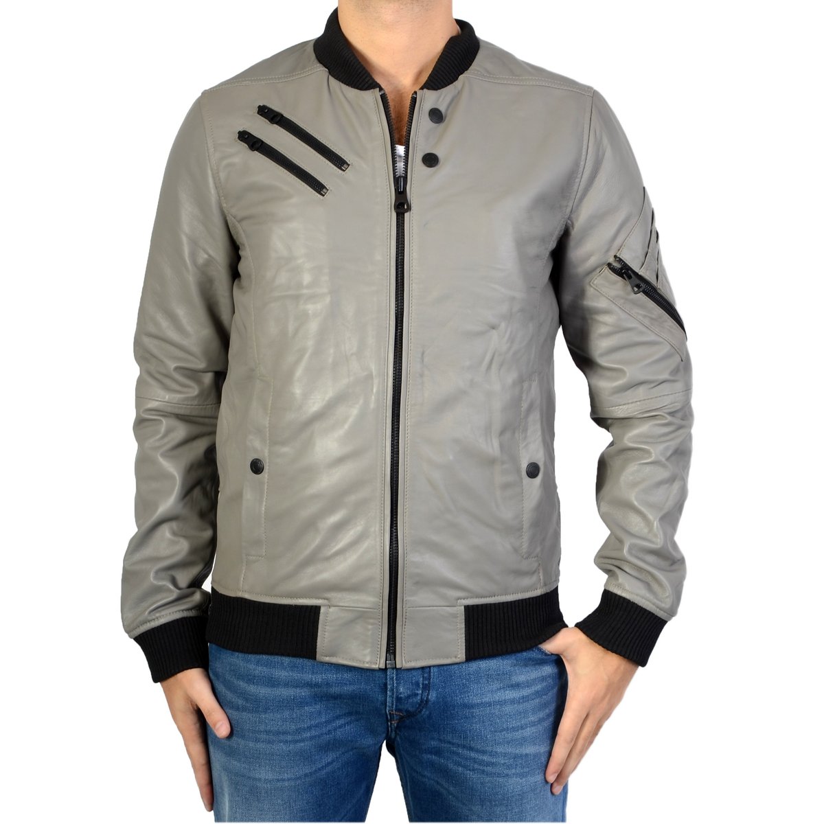 Blouson Cuir Costa Palerme gris, REDSKINS