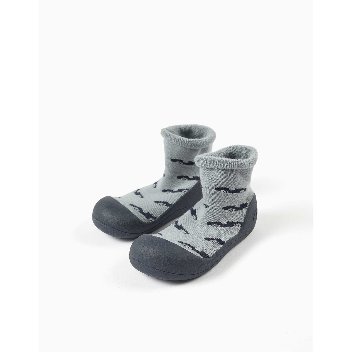 Chaussettes-chaussons avec motif voiture et semelle antidérapante vert clair, ZIPPY