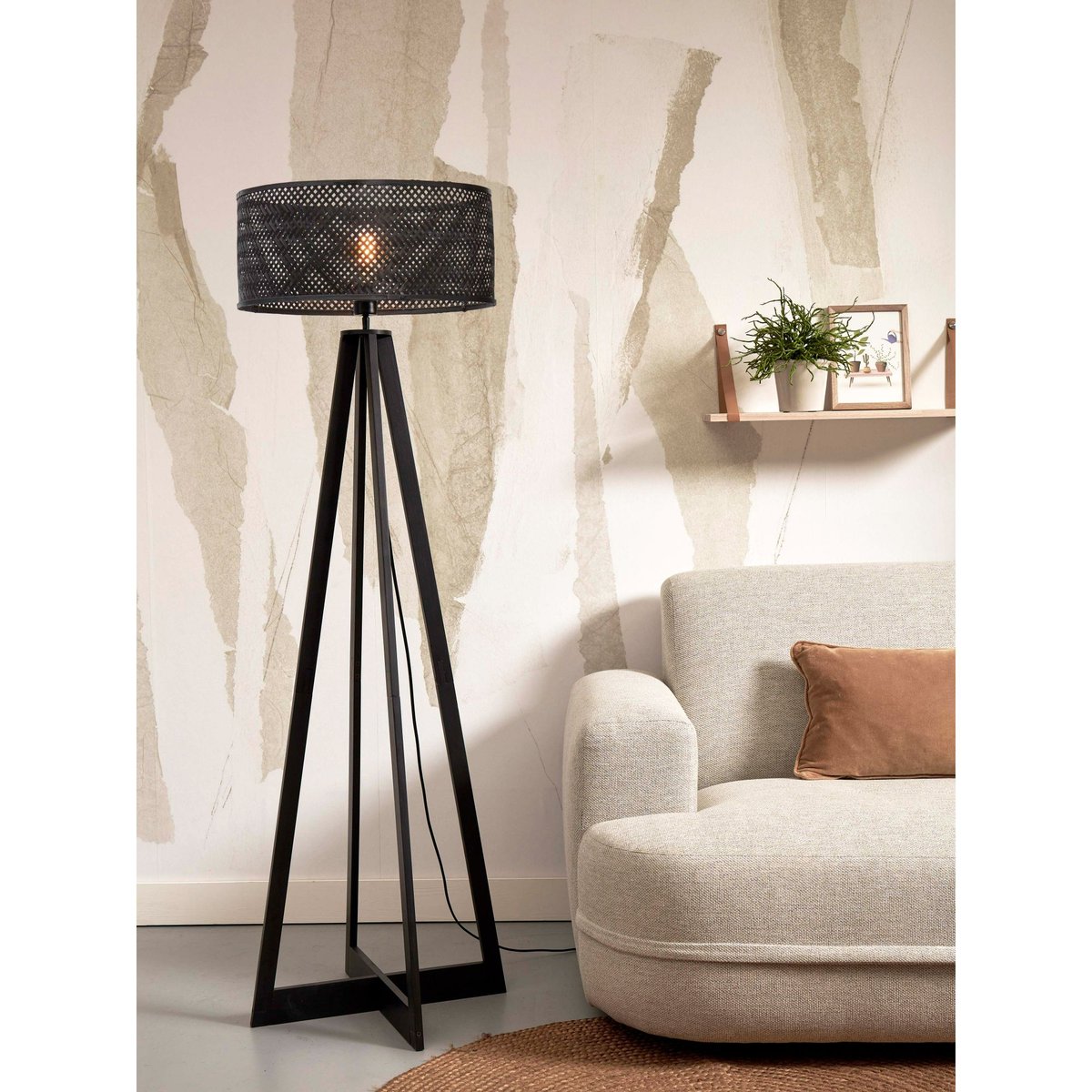 Lampadaire Bambou JAVA noir, GOOD & MOJO