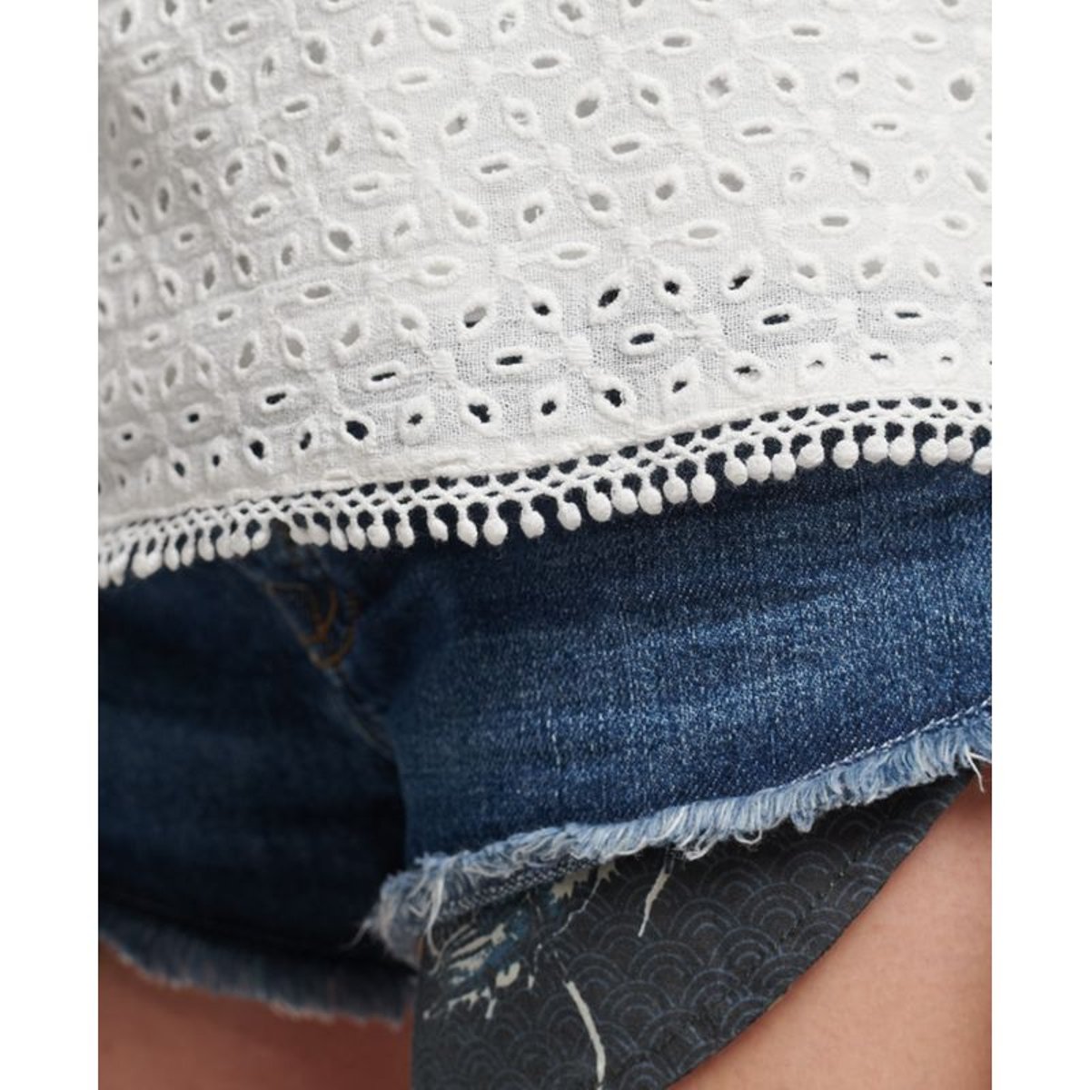 Caraco tissé à liseré en dentelle Vintage blanc éclatant, SUPERDRY