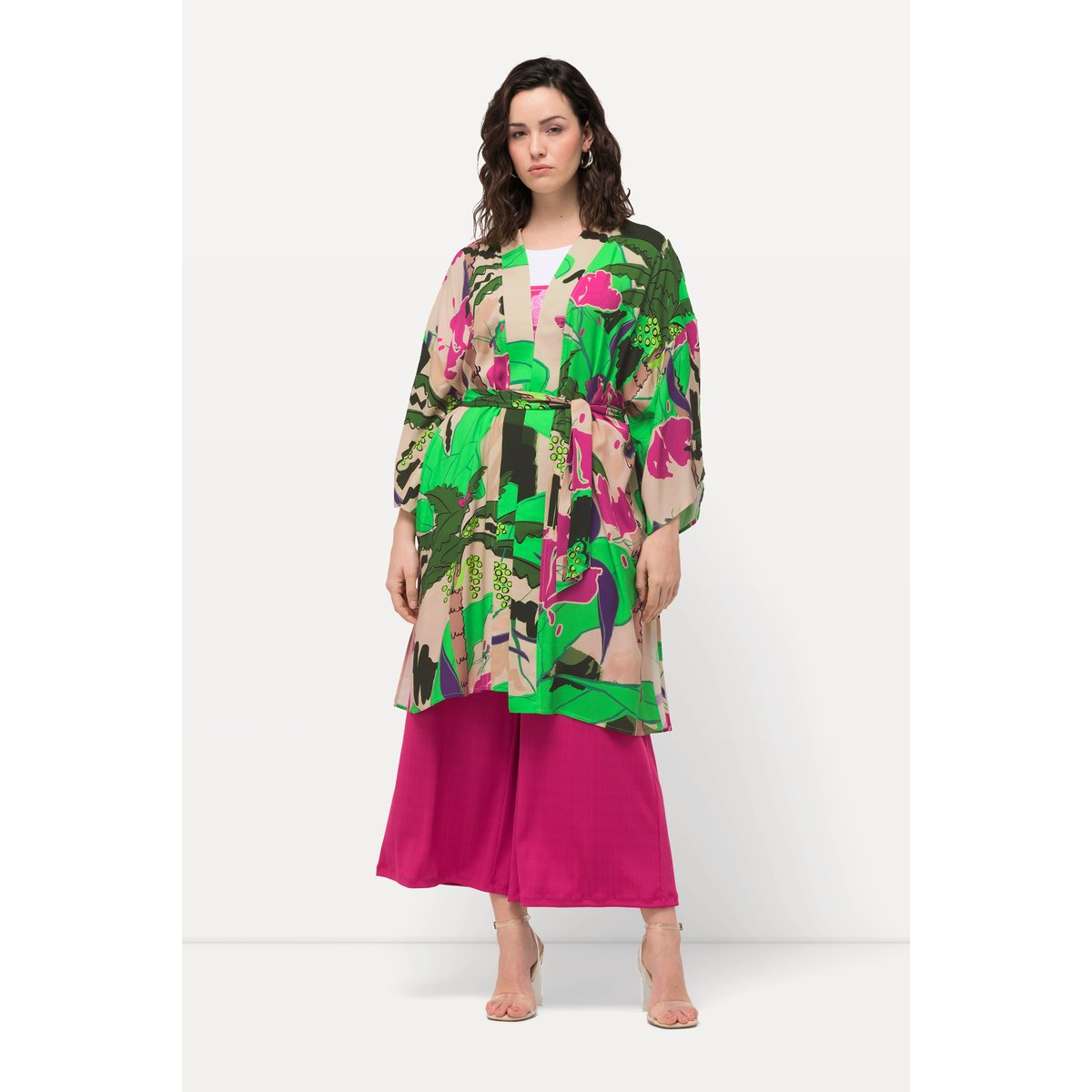 Kimono avec manches 3/4. Imprimé palmiers persil, ULLA POPKEN