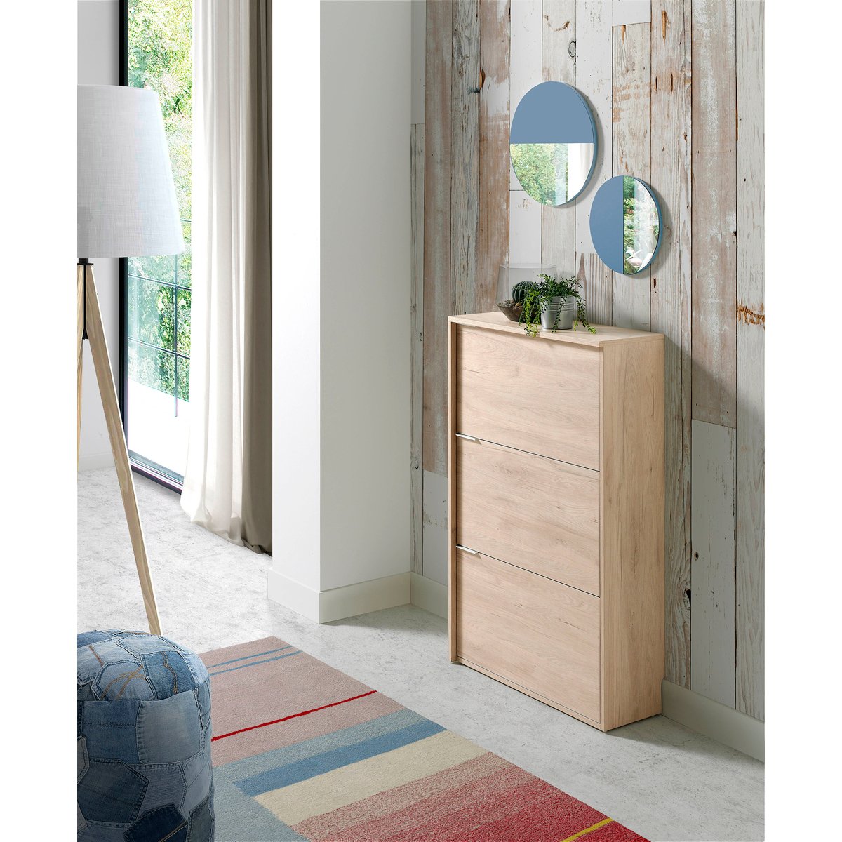 Meuble à chaussures en placard 3 abbatantes, ARHUS chêne clair, HERDASA