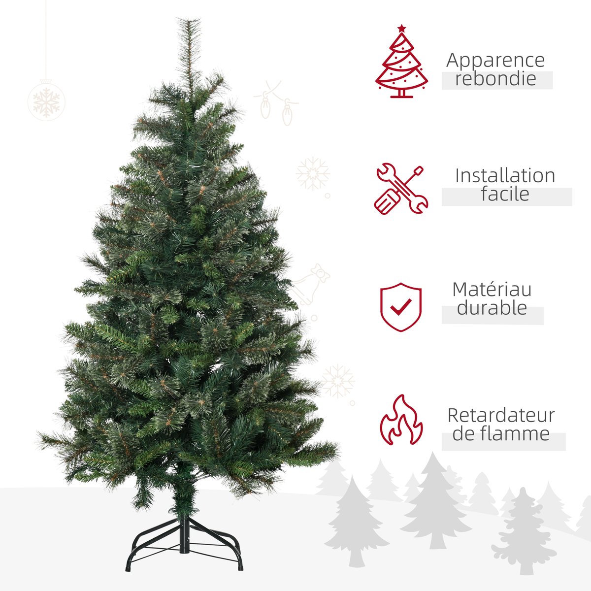 Sapin de Noël PVC Vert vert, HOMCOM