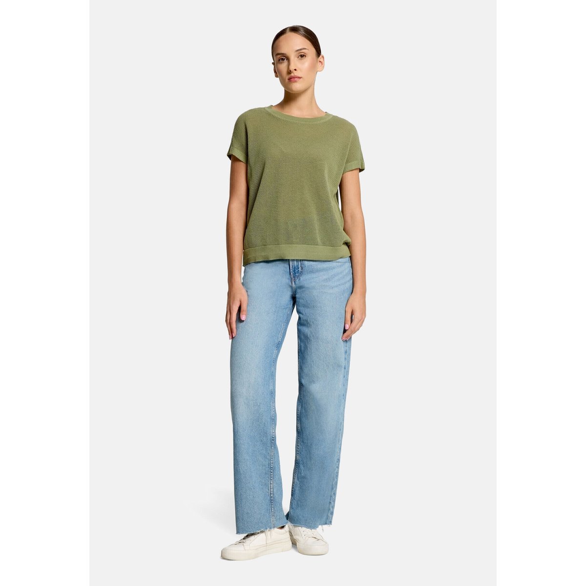 Pull-over en maille ajourée sans manches oil green, BETTY BARCLAY