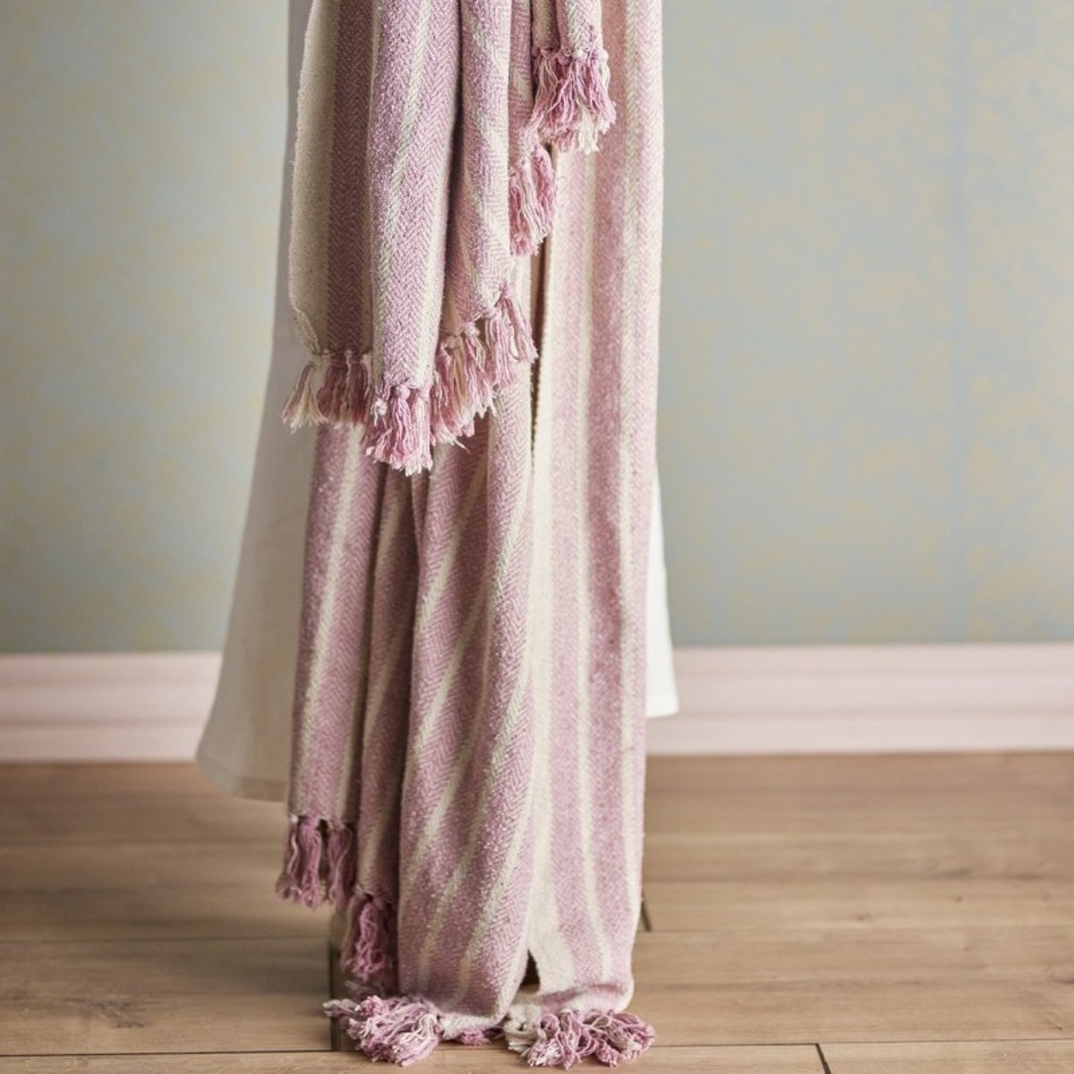 Plaid coton recyclé Boomingville Monta rose poudré, BLOOMINGVILLE
