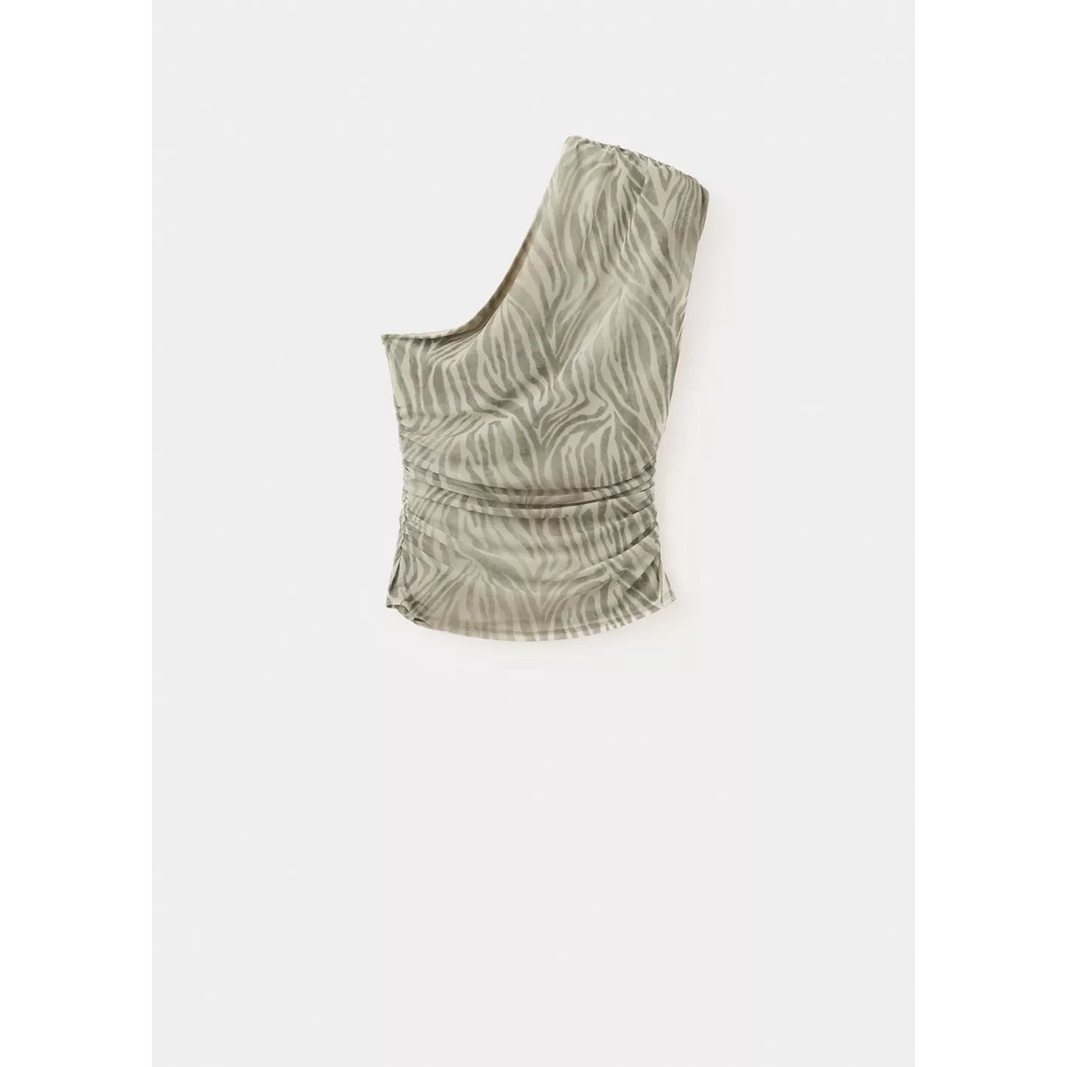Top asymétrique imprimé animal gris clair/pastel, MANGO