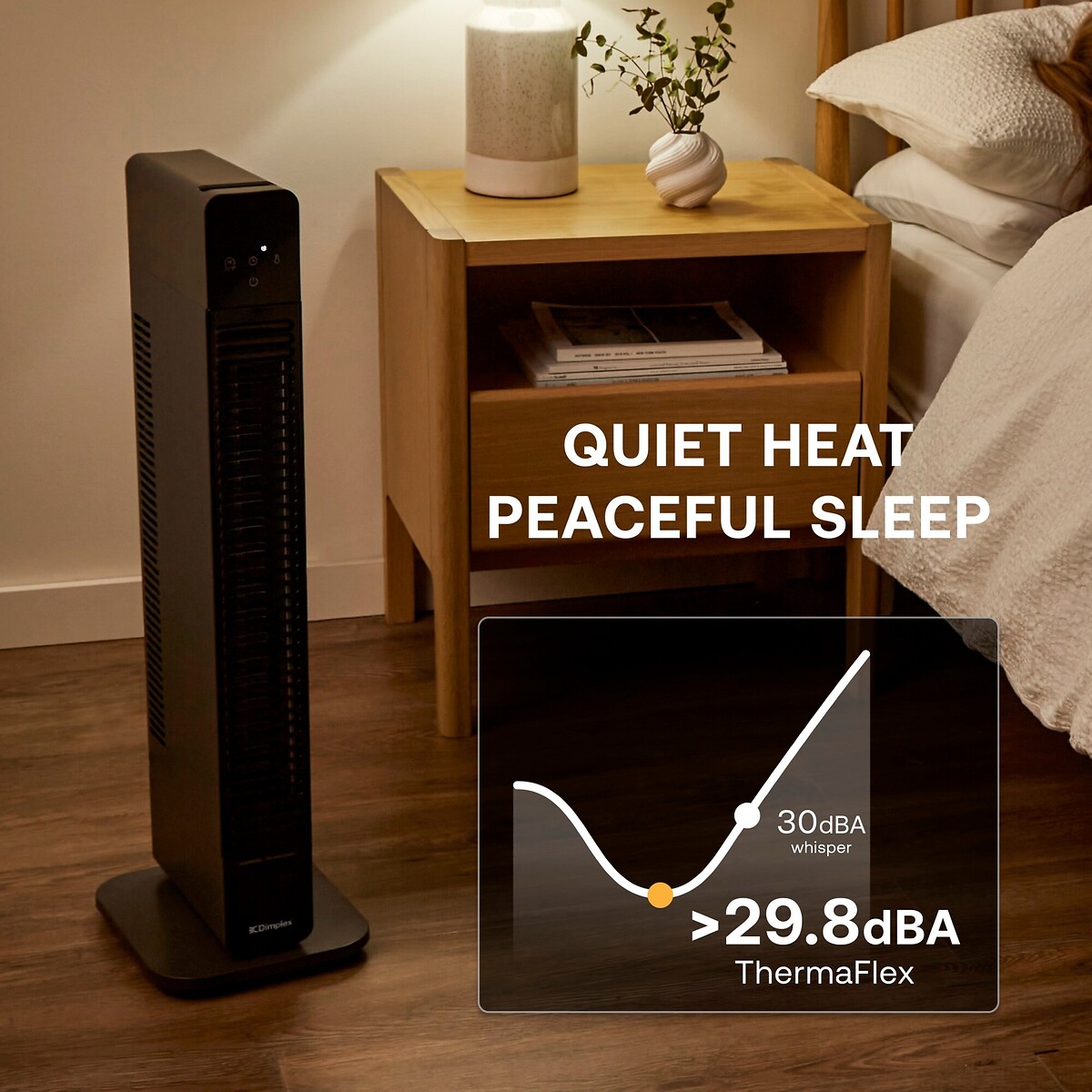 ThermaFlex 2.2kW 2-in-1 Baseboard and Tower Fan Heater - DXDC22 black, DIMPLEX