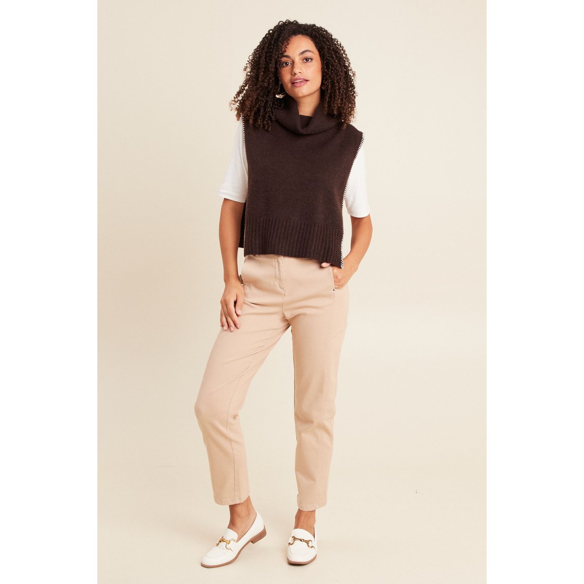 Écharpe aspect laineux marron foncé, BREAL