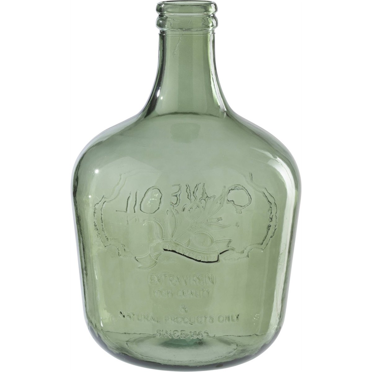 Vase en verre esprit dame-jeanne vert olive, RECOLLECTION