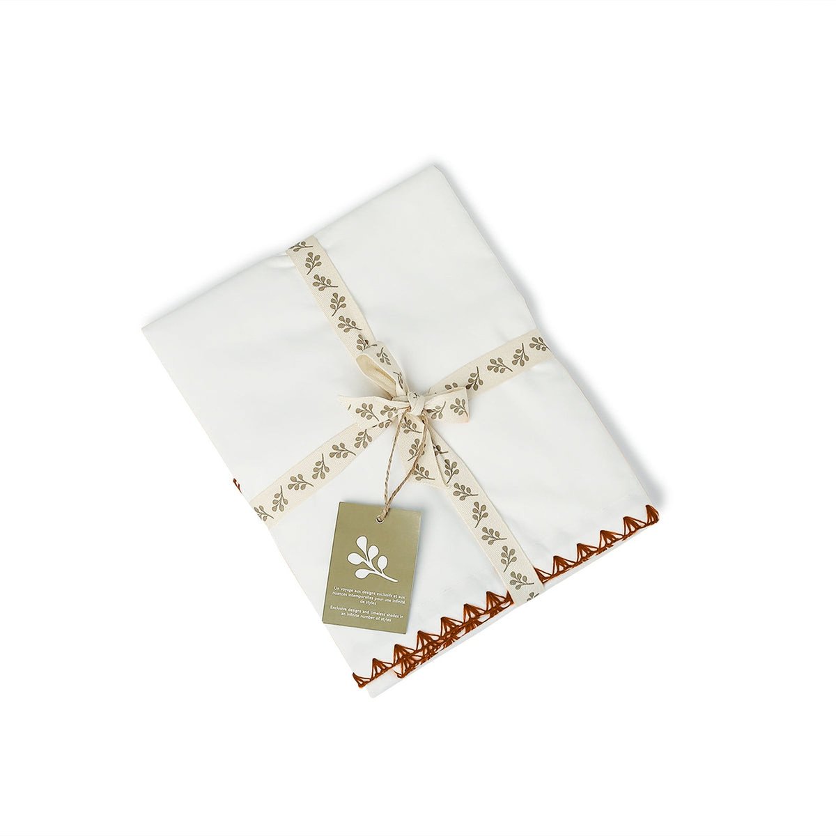 Housse de couette percale de coton ZOÉ blanc / caramel, FEBRONIE