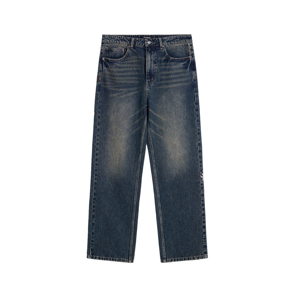 Pantalon en jean brodé bleu, DESIGUAL