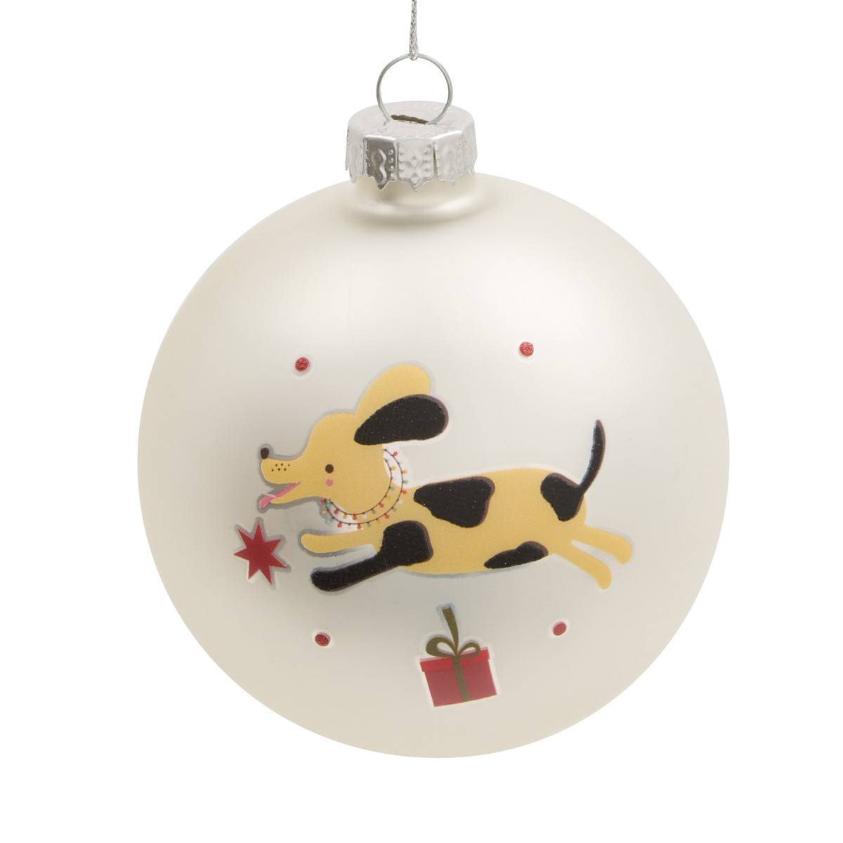 Boule de Noël en verre chien déguisé D. 80 mm modèle b, FEERIC LIGHTS & CHRISTMAS
