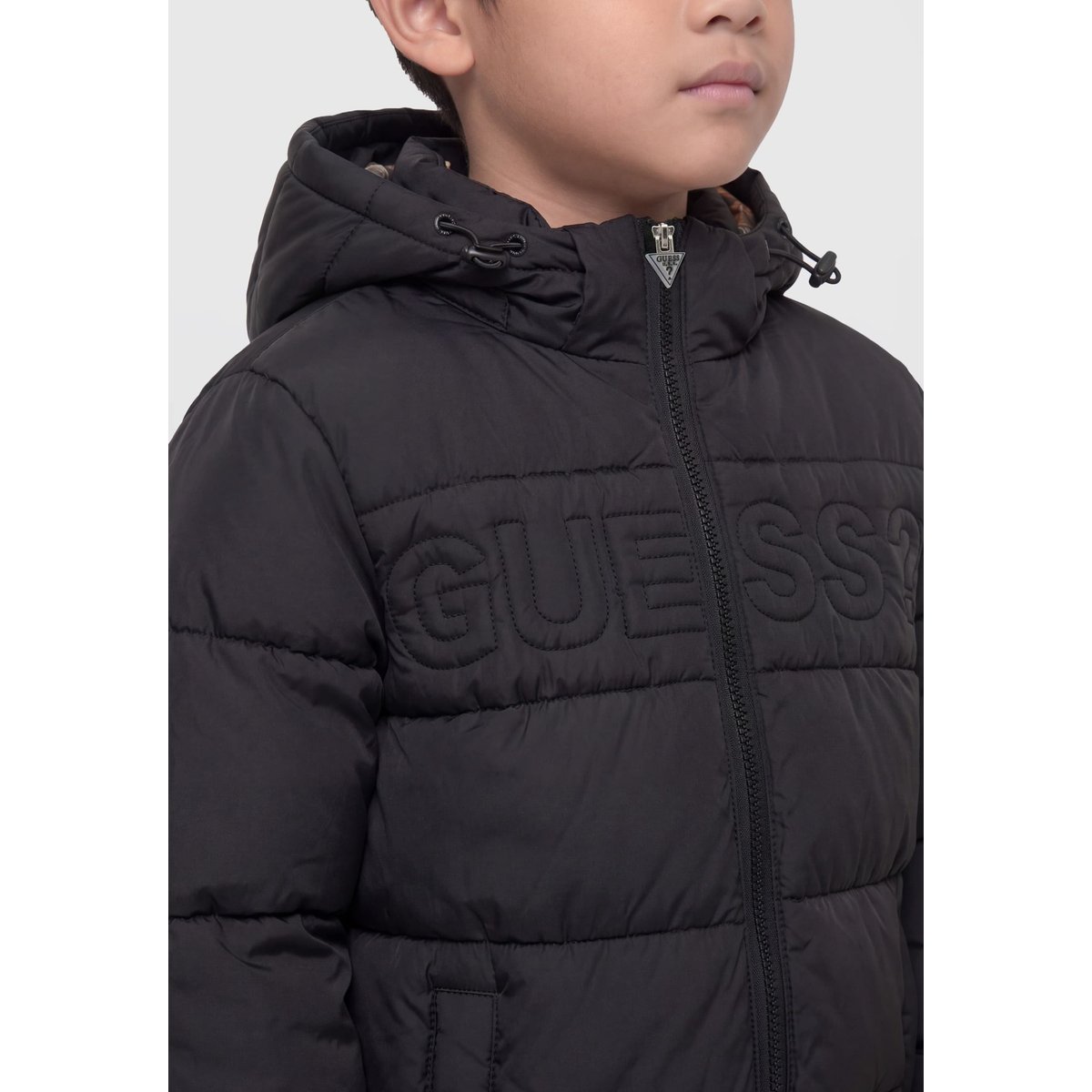 Veste Matelassée À Capuche noir, GUESS KIDS