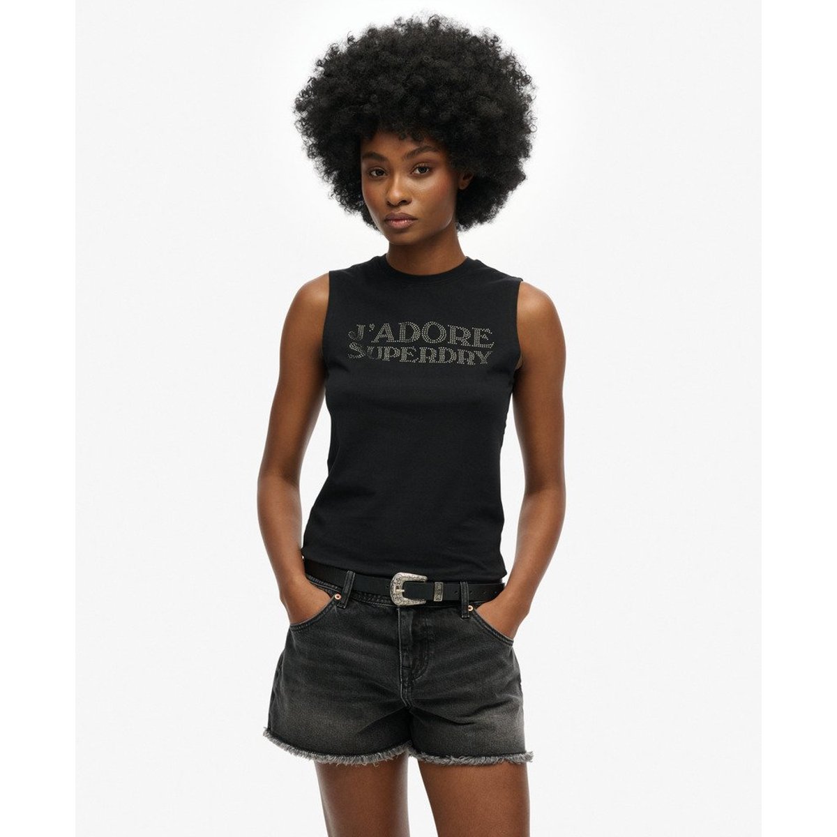 Débardeur ajusté Sport Luxe noir vulcan, SUPERDRY