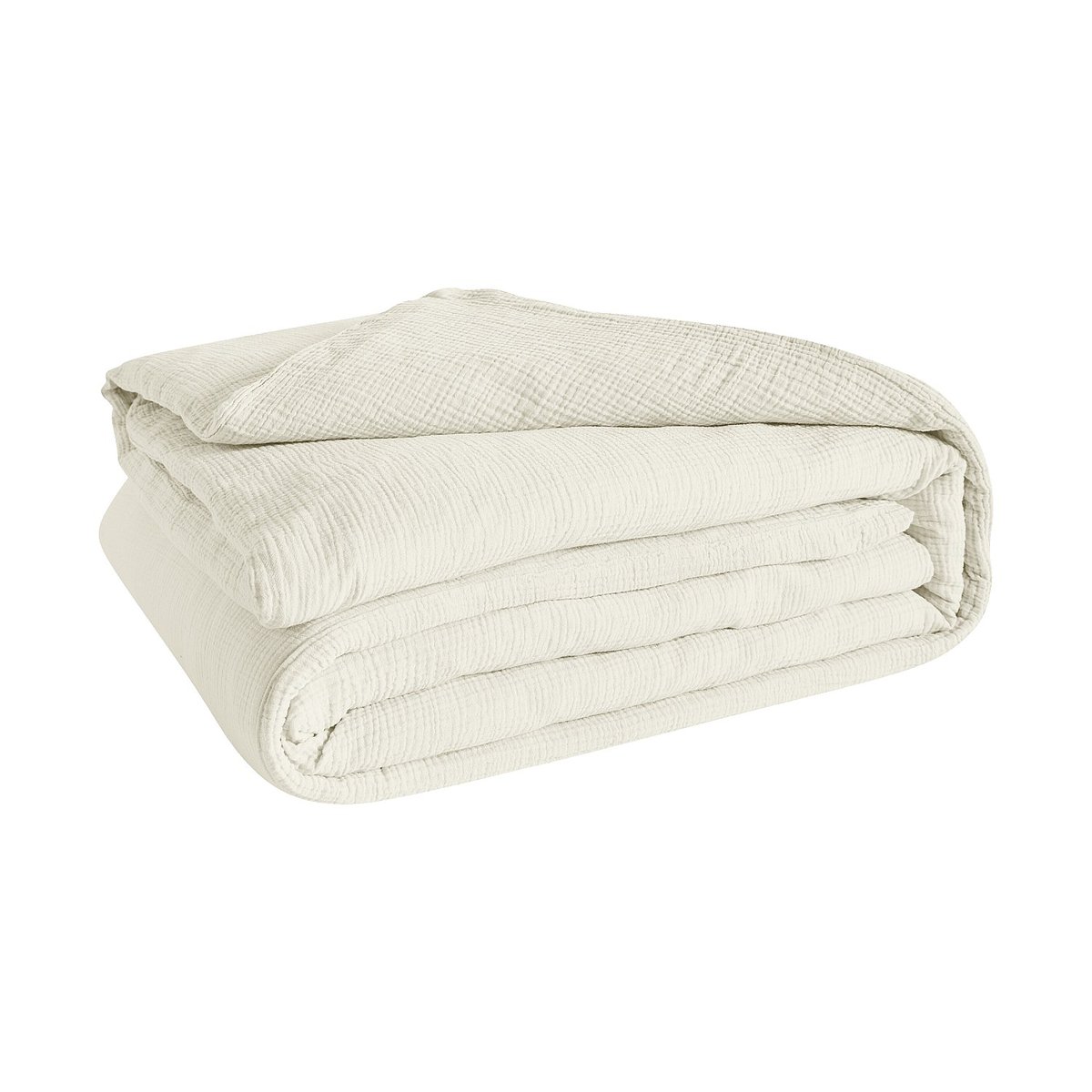 Housse de couette en double gaze de coton ARIELLE crème, HABITAT