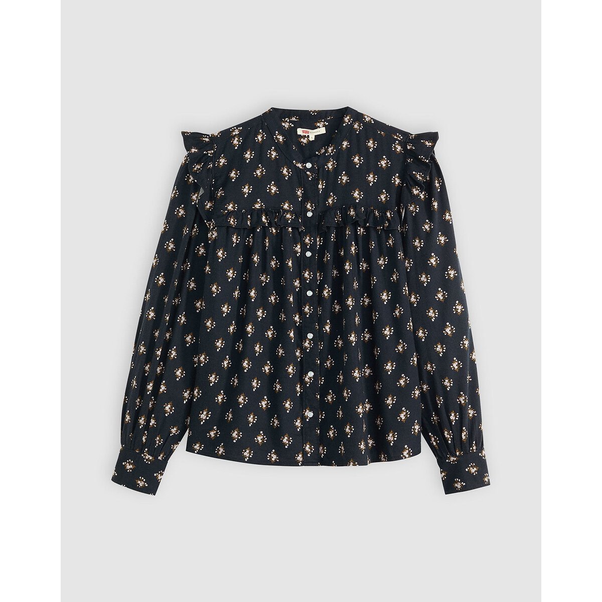 Hemd met volants en lange mouwen bedrukt zwart, LEVI'S