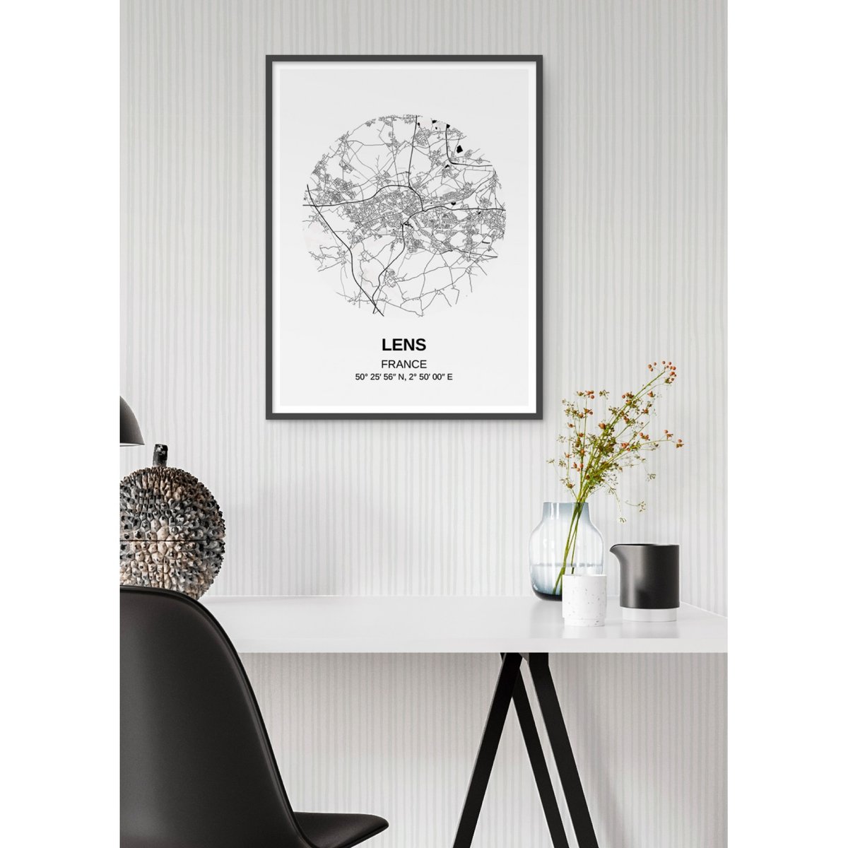 Affiche Carte Lens blanc, L'AFFICHERIE