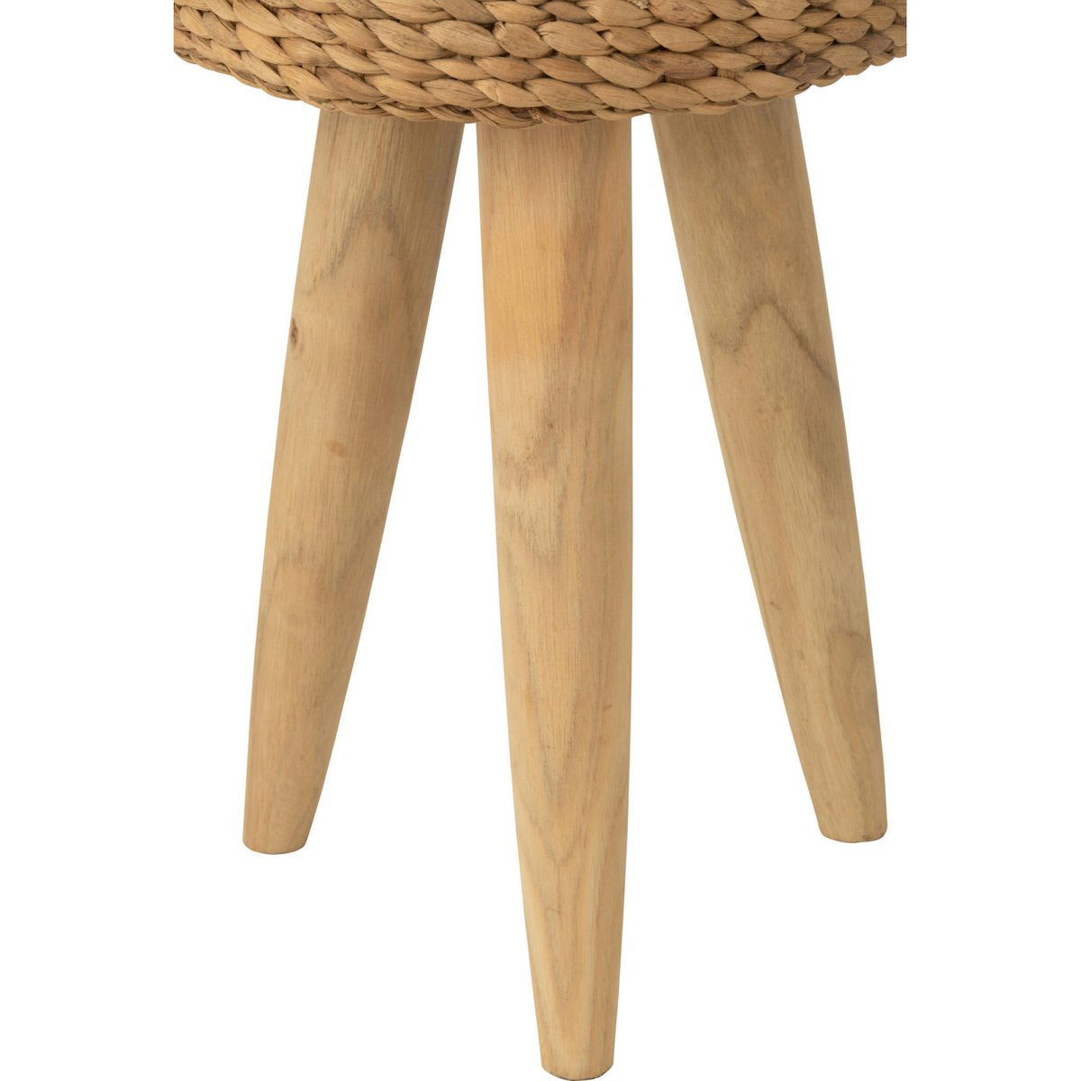 Tabouret rond en teck et jacinthe d'eau naturel bois clair et beige, RECOLLECTION