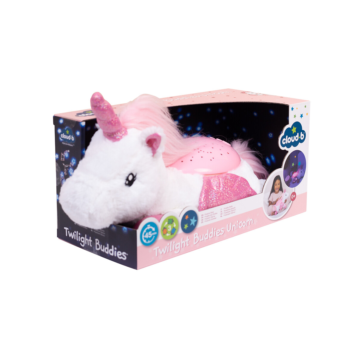 Peluche veilleuse Ella la licorne 7473-WUN blanc/rose, CLOUD B