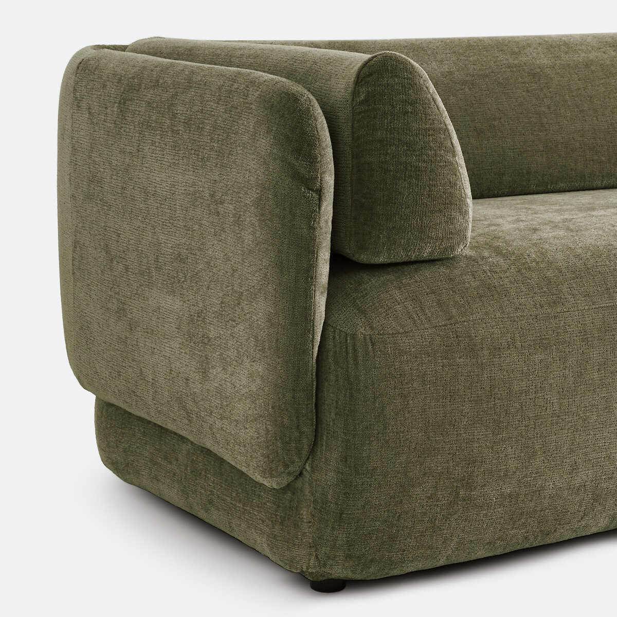 Ecksofa mit Ecke rechts Méridiano, dicker Samt khaki, LA REDOUTE INTERIEURS