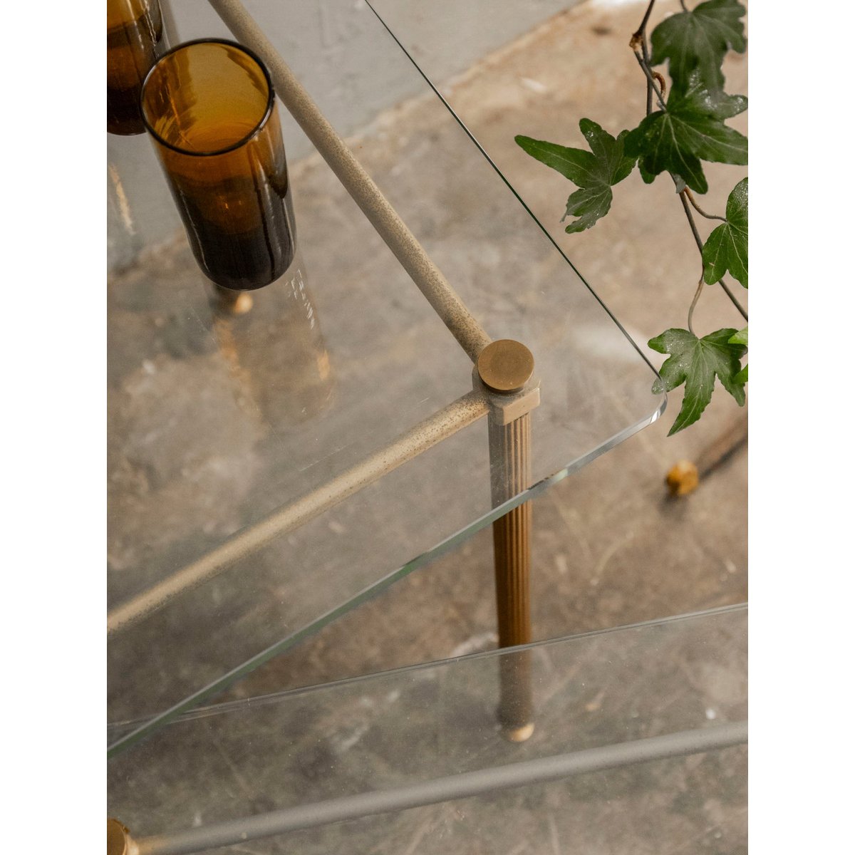 Table gigogne au plateau de verre Barbara N°150 - Bon état transparent, DEBONGOUT