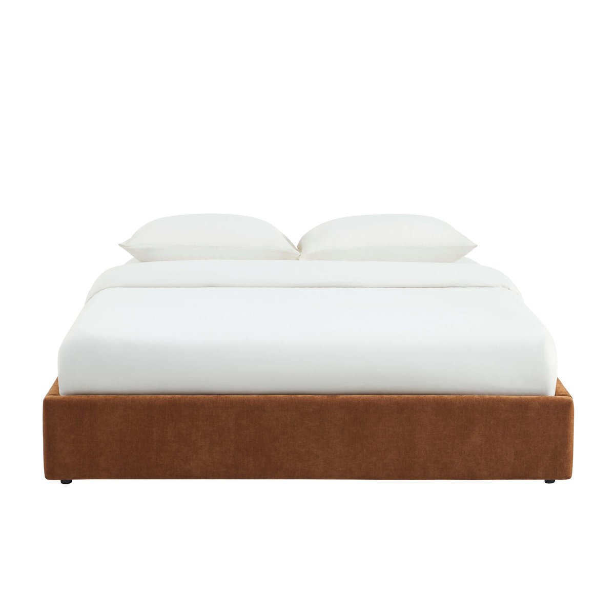 Lit coffre tissu avec sommier IVY marron, BAÏTA