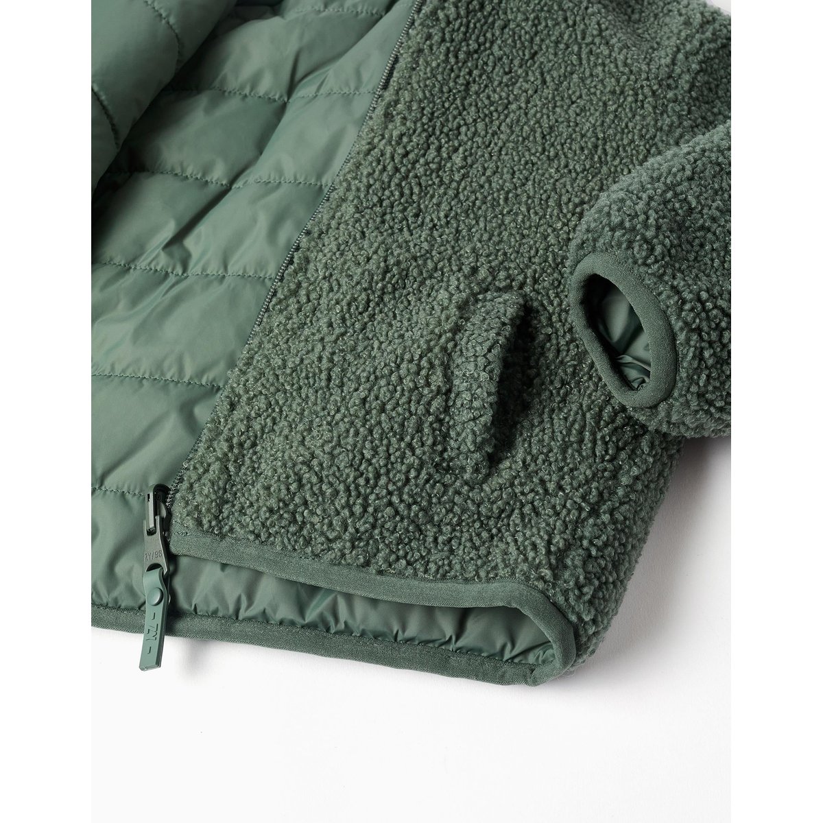 Doudoune réversible avec sherpa vert foncé, ZIPPY