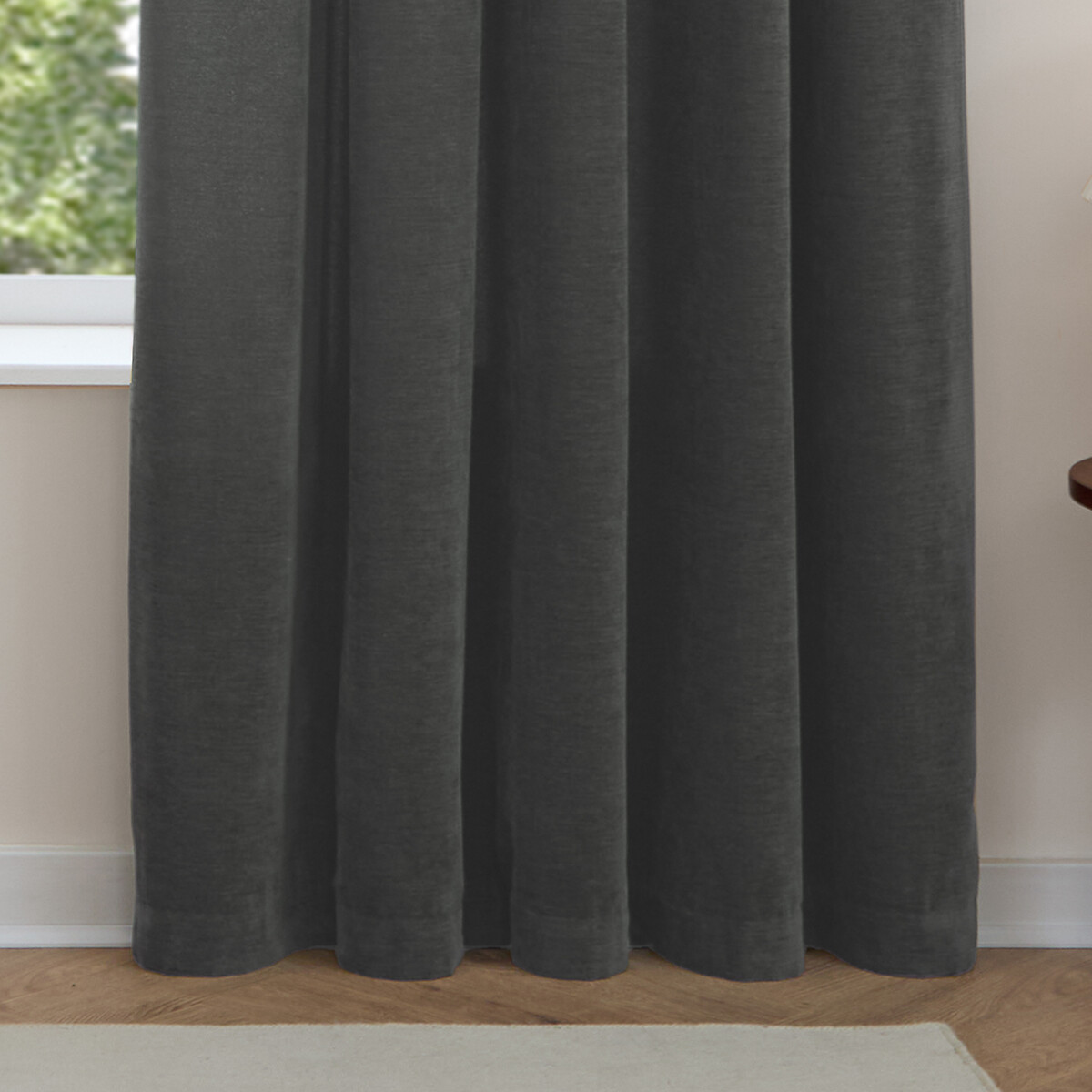 Soft Chenille Blackout Pencil Pleat Curtains charcoal, FURN.