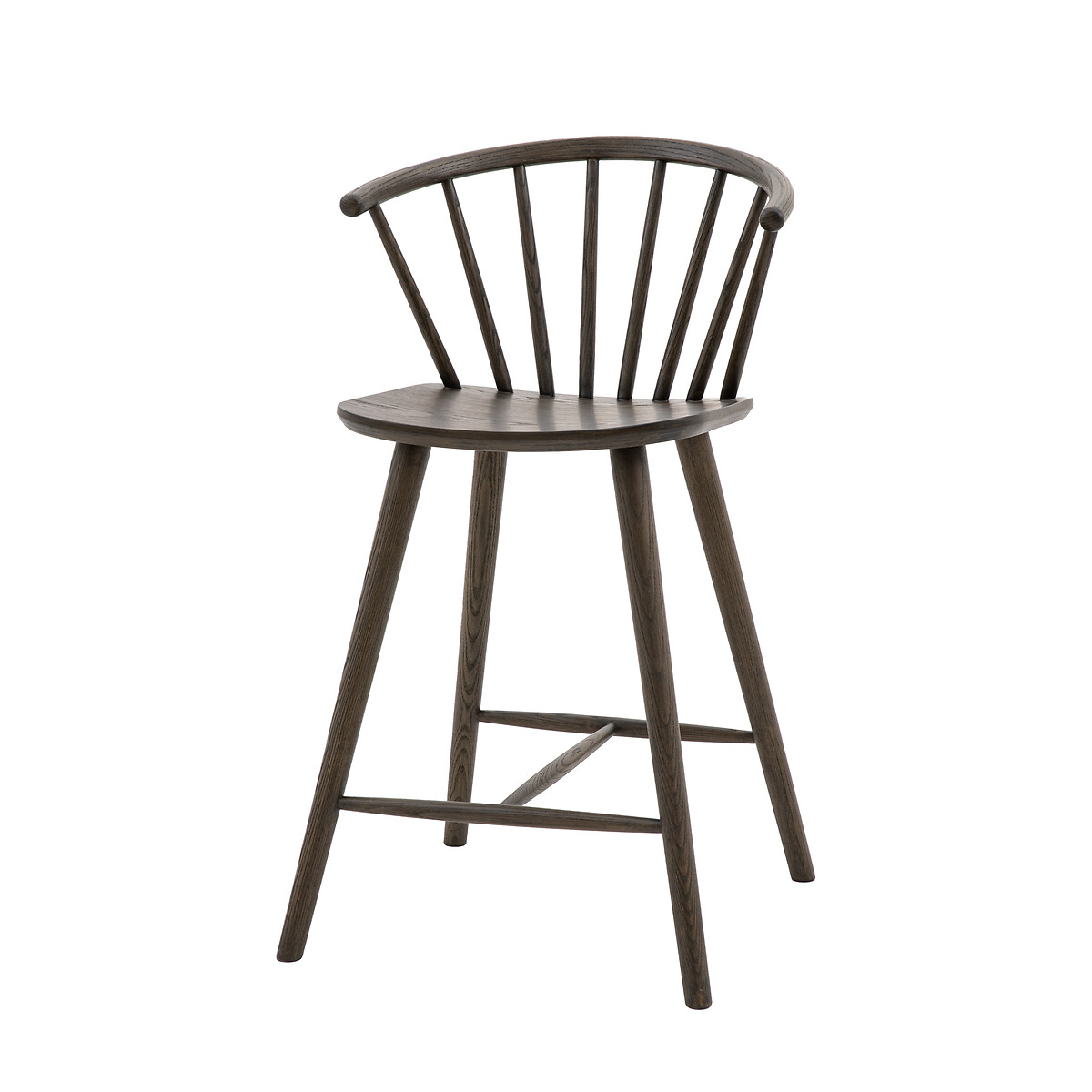 Fallon Dark Stained Oak Round Spindle Barstool brown , ÉDITÉ