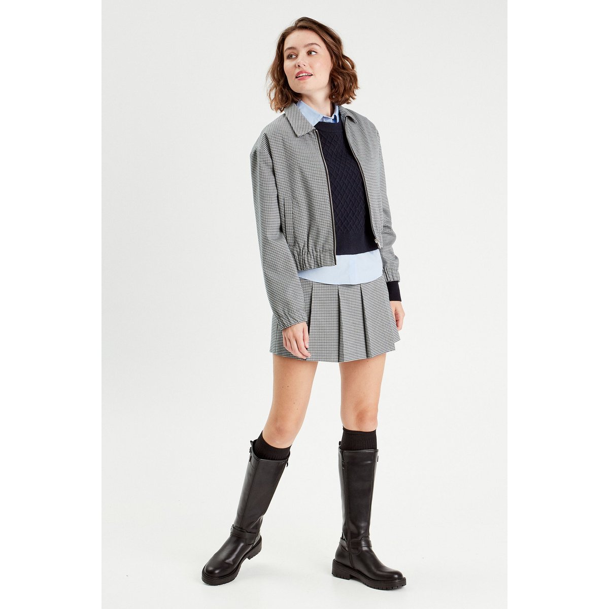 Pull chemise 2-en-1 bleu marine, CACHE CACHE