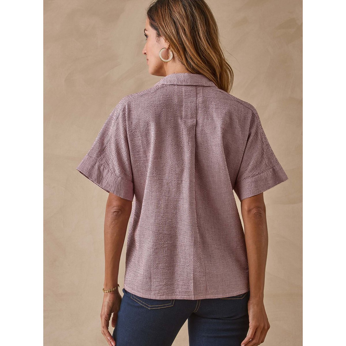 Chemisier tissu effet gaufré bordeaux, DAXON