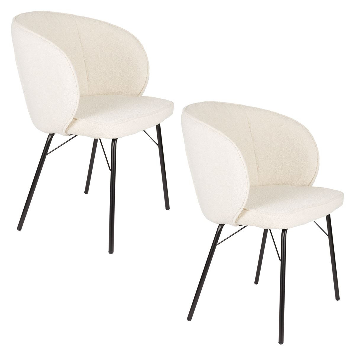 Chaise design en tissu (lot de 2), JOA blanc, BOITE A DESIGN