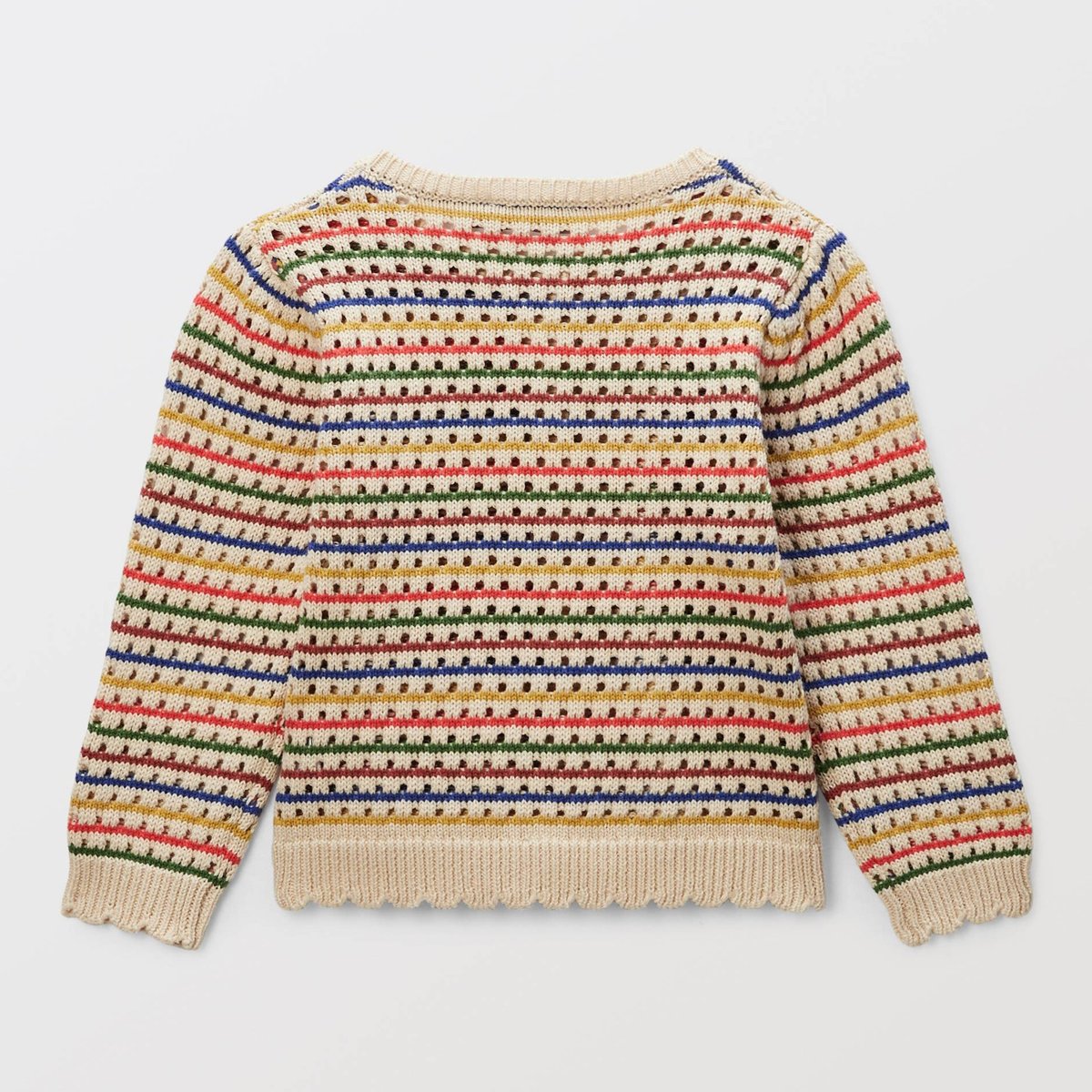 Cardigan tricot rayé en coton naturel, BOUT'CHOU