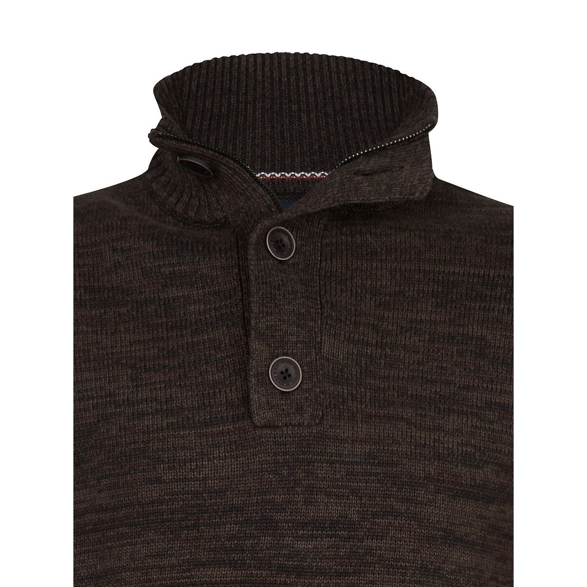 Pull col montant boutonné chocolat, PETROL INDUSTRIES