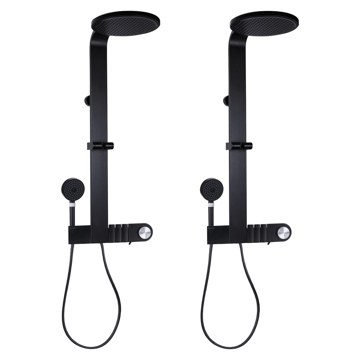 Lot de 2 colonnes de douche avec mitigeur, NEO noir, SENSEA