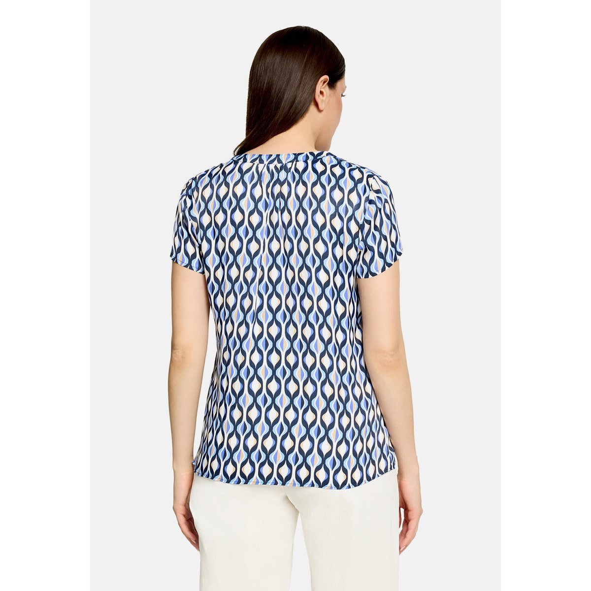 Chemisier en satin à imprimé bleu/blanc, BETTY BARCLAY