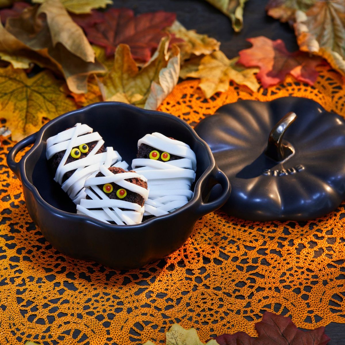 Cocotte citrouille noir mat 12 cm céramique noir, STAUB