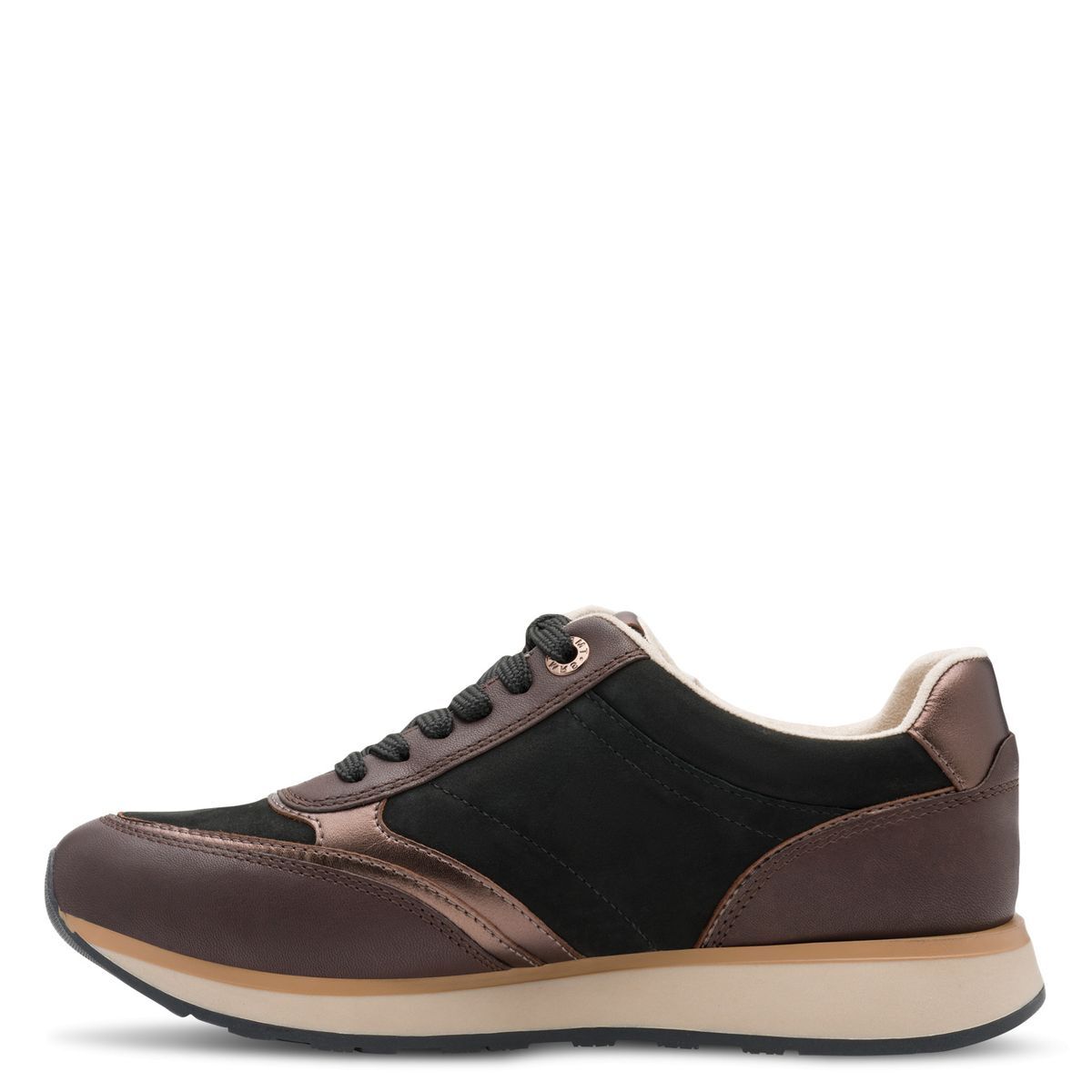 Basket en cuir marron mocca combiné, TAMARIS