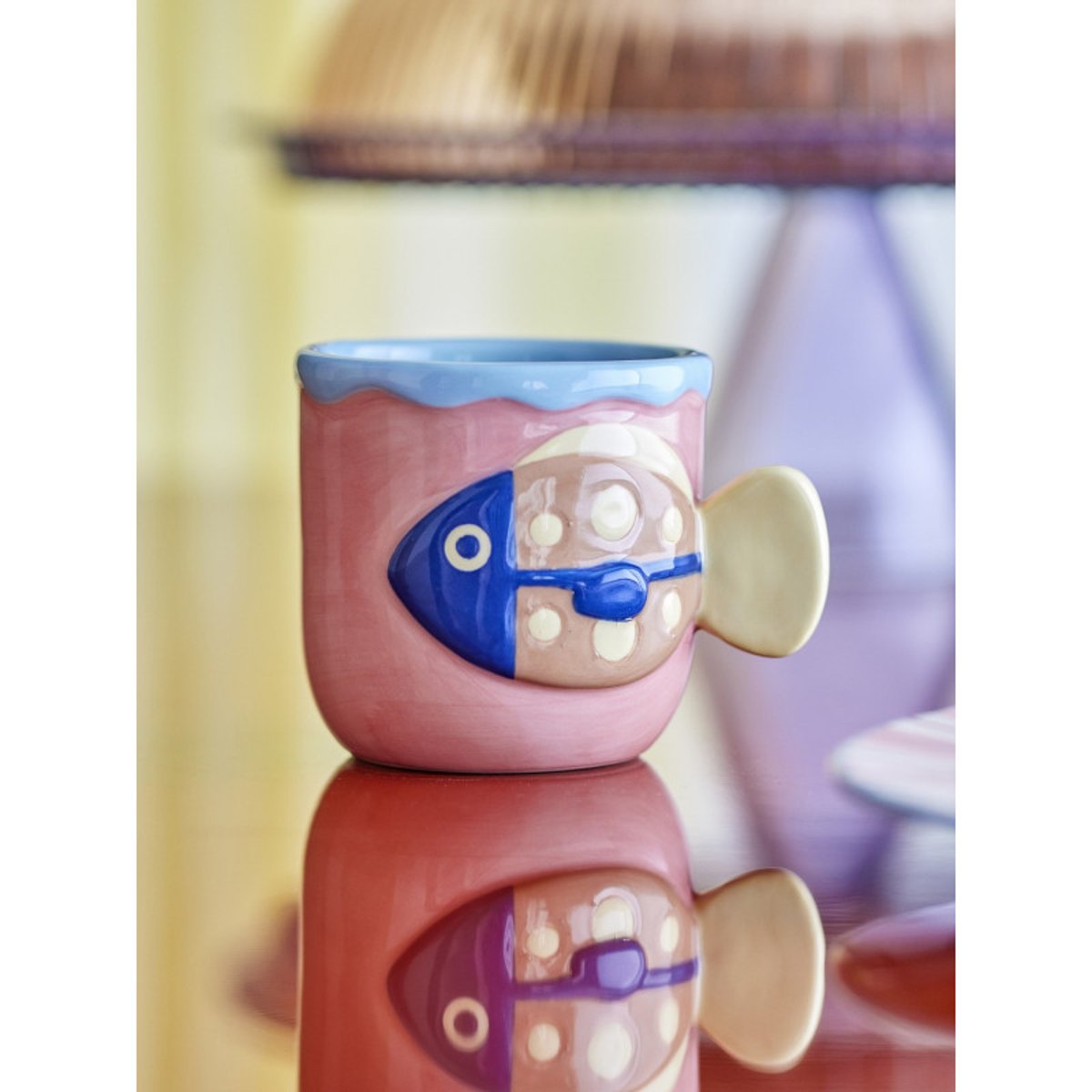 Tasses céramique poisson WILLY set de 2 multicolore, BLOOMINGVILLE