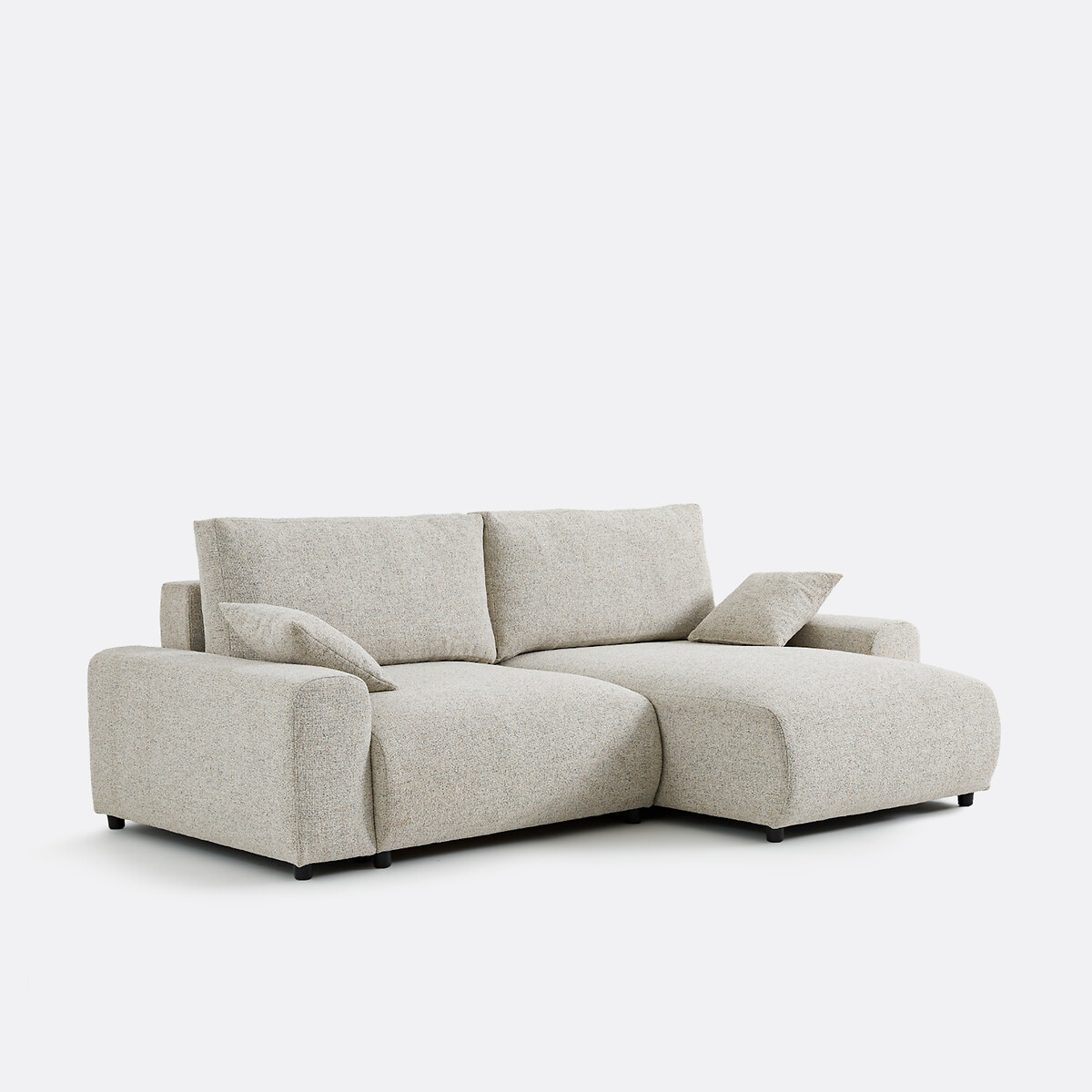 Canapé d'angle, convertible, 3 places, avec coffre, en texturé moucheté, GALENE ecru/bleu, LA REDOUTE INTERIEURS