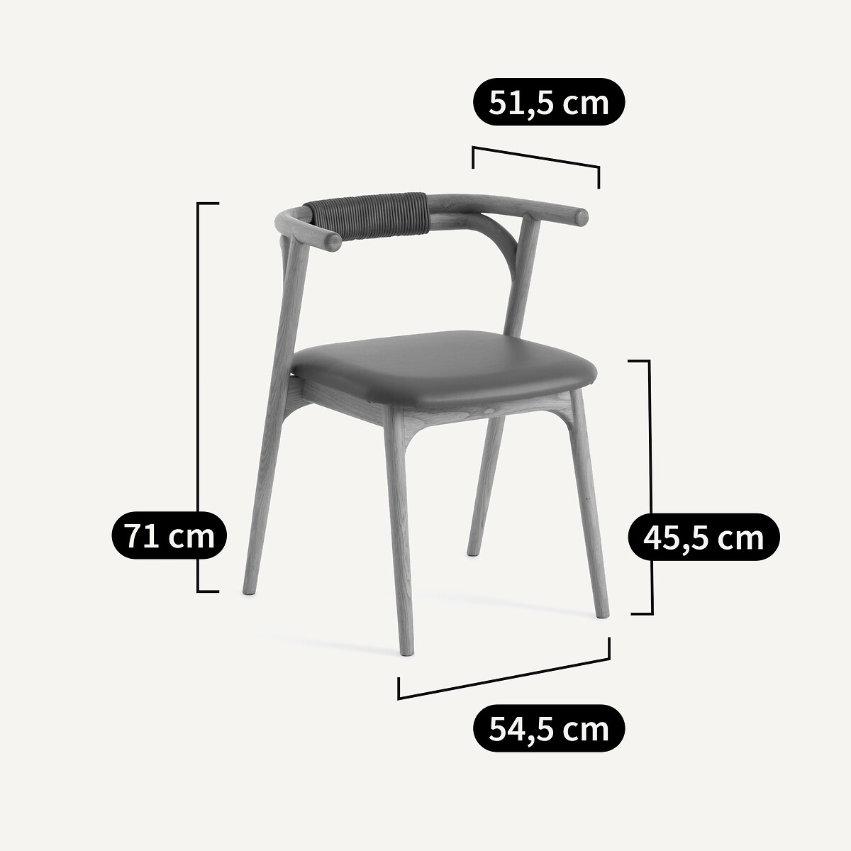 Fauteuil de table chêne et cuir, Fermyo chêne naturel, AM.PM