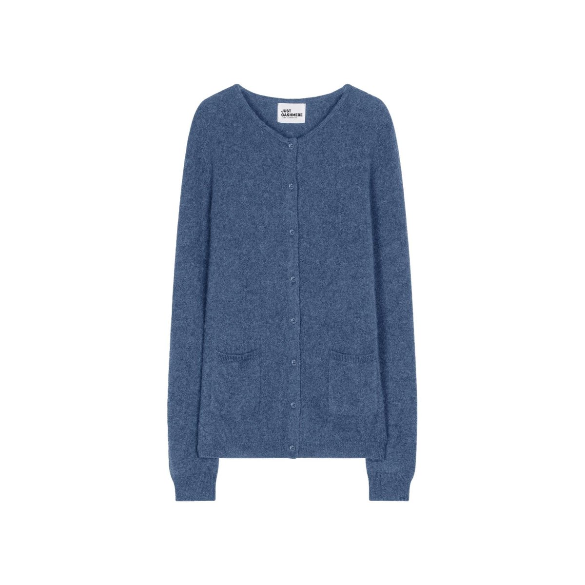 Cardigan Col Rond Bleu Denim Katharine bleu denim, JUST CASHMERE