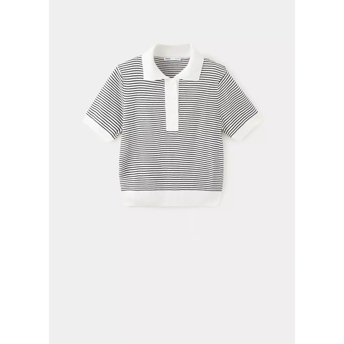Polo maille fines rayures écru, MANGO