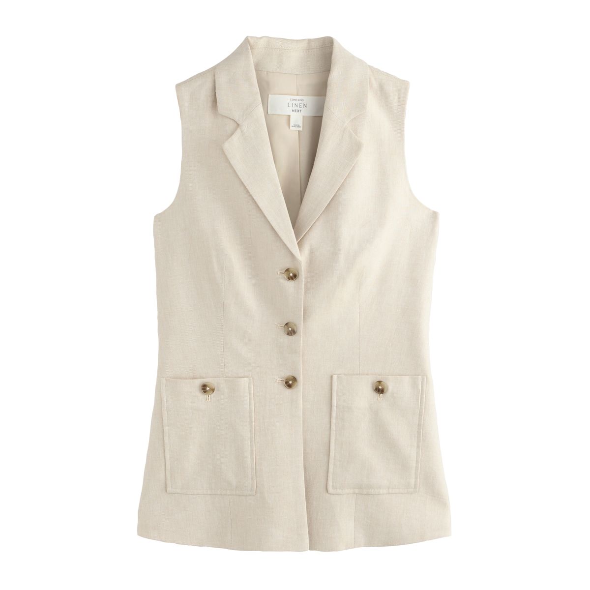 Gilet costume lin majoritaire col beige neutre, NEXT