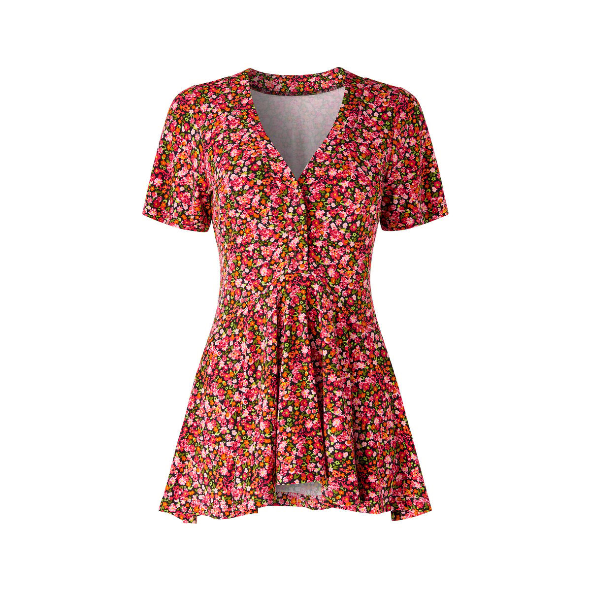 Tunique asymétrique jersey fleurie rose, JOE BROWNS
