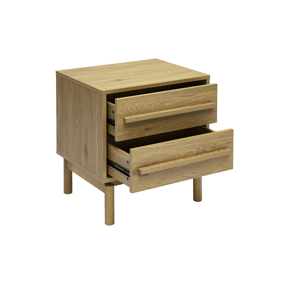 Table de chevet finition bois chêne 2 tiroirs YSEULT chêne clair, MILIBOO