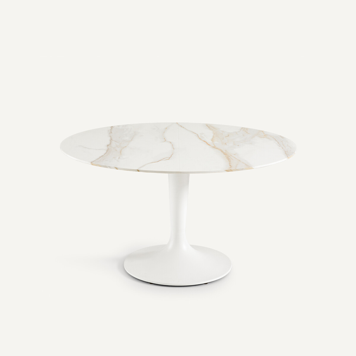 Mesa redonda extensible de cerámica, diámetro de 135 a 180 cm, EXTENDO cerámica blanca, AM.PM