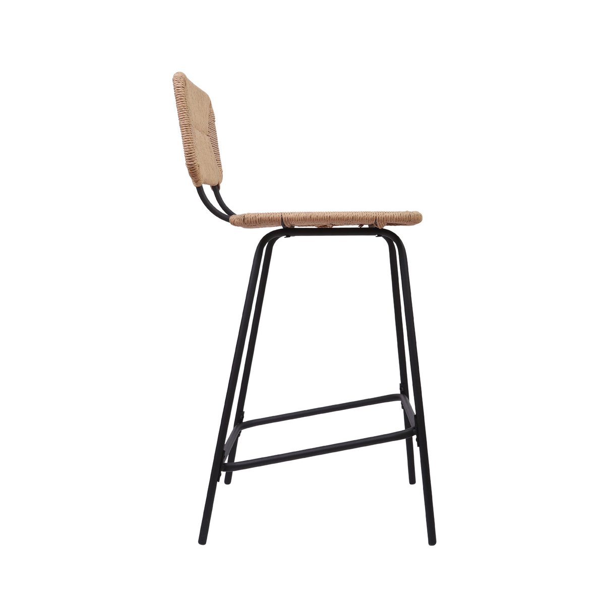 Lot de tabourets d'ilot et bar en métal et assise rotin 65cm NEMA|Lot de 8 | Lot de 8 naturel, MOB IN